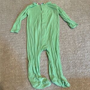 Magnetic Me footie pajamas in size 6-9 months. Bright green, baby pjs